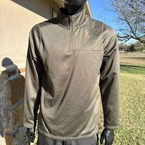 Browning Porter‎ Pullover Mens Size Medium 1/4 Zip Fleece Black Olive Green